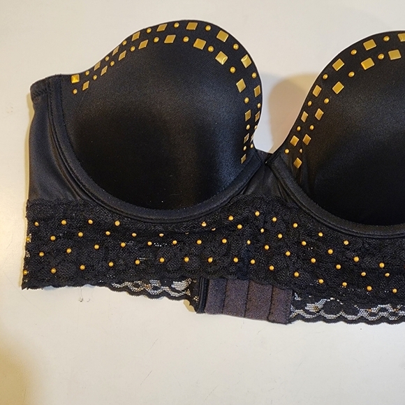 PINK by Victoria's Secret Black Studded Strappless Bra 34B - Picture 5 of 8
